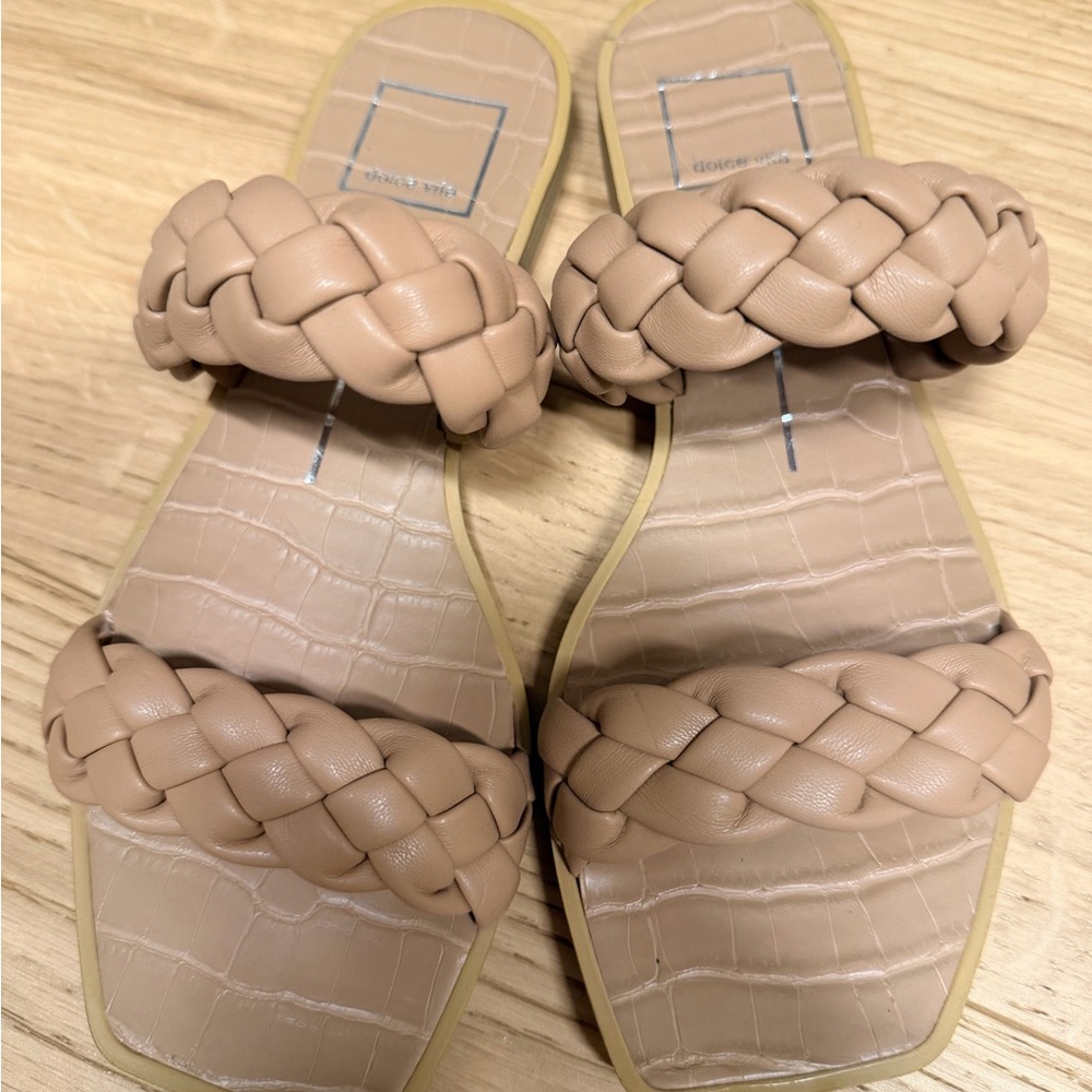 Dolce Vita Braided Double-Strap Sandals in Taupe